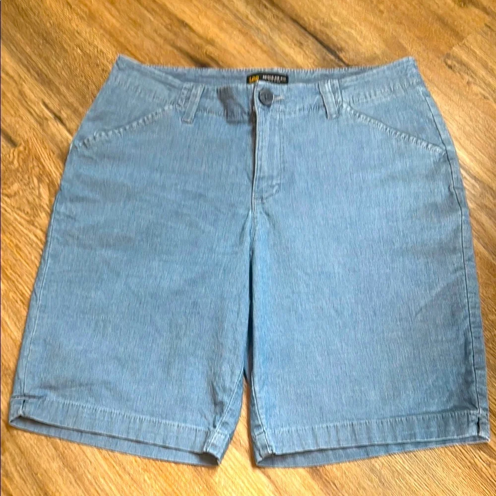 Lee Women’s Cotton Blend Chambray Blue Bermuda Long Modest Walking Shorts